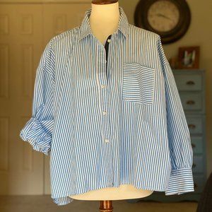 J.CREW Oversized Button Up Cotton Poplin Stripes